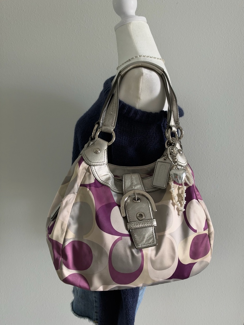 Coach Signature Purple & Silver Soho Buckle Hobo Shoulder Bag Y2K